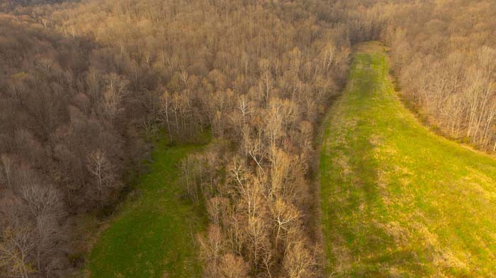 Aerial showing property boundaries and terrain