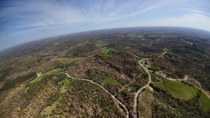 aerial view of 20.9 wooded acres on Crooked Tree Rd in Noble County