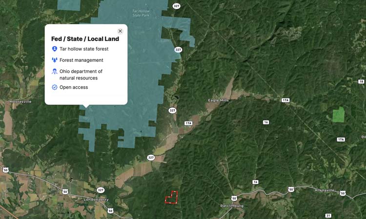 Wooded trail access through mature timber