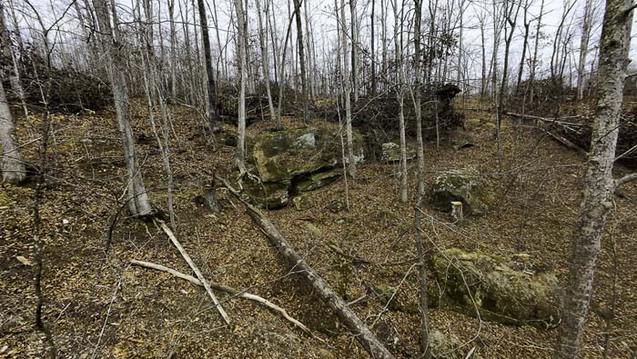 Natural cave entrance in Lawrence County Ohio woods