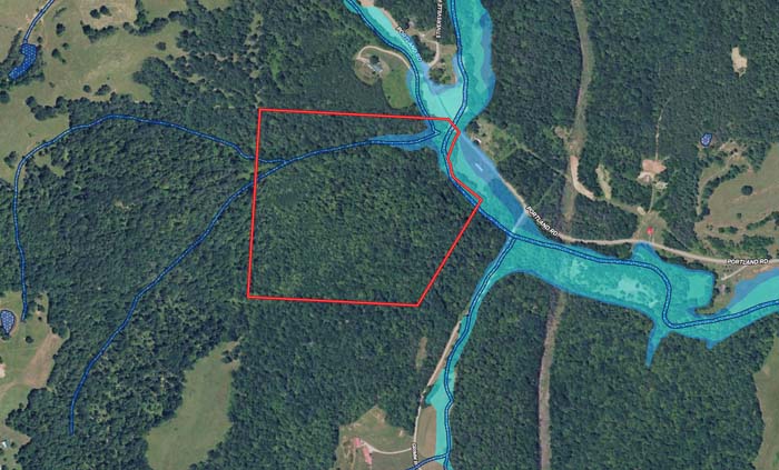 View of access road leading to property