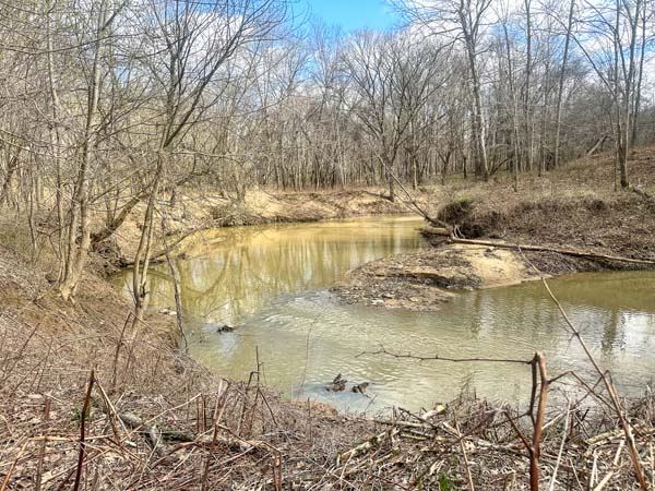 Open clearing within timbered acreage