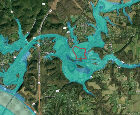 Heavy flowing Wards Run stream edge