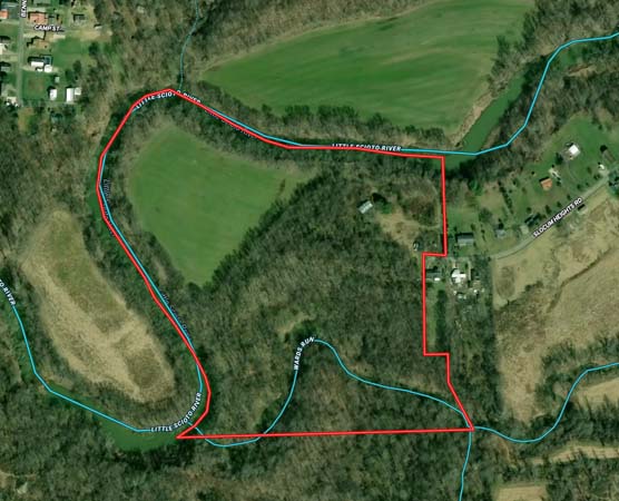 Aerial view near Portsmouth Ohio