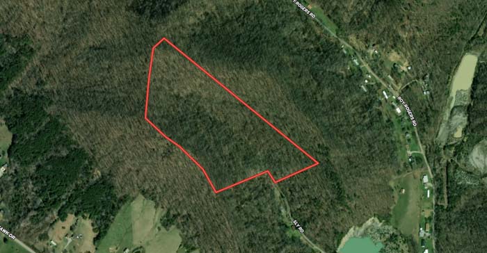 Aerial of hunting property with rolling terrain