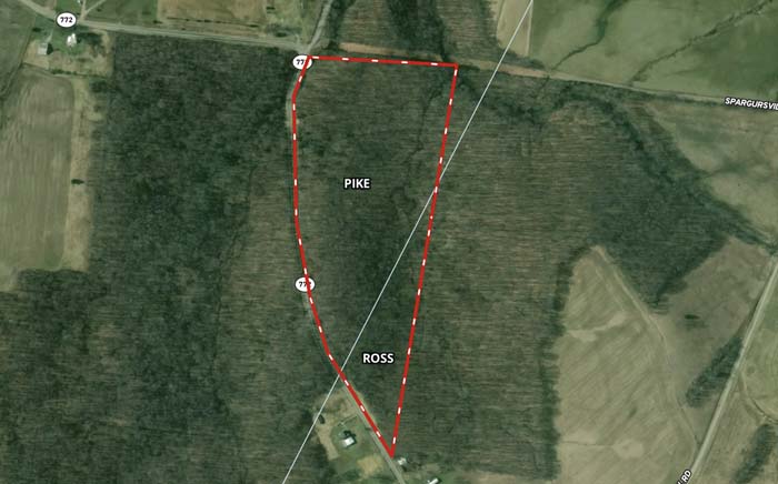 property access point along road edge