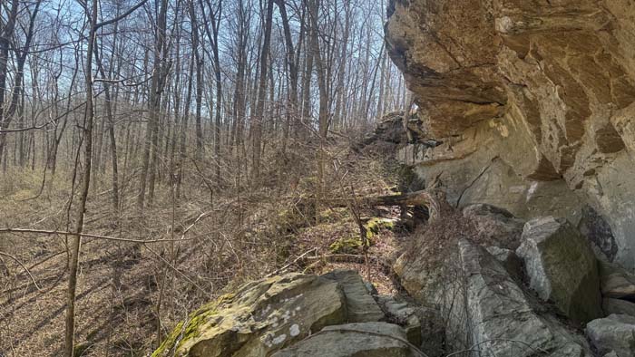 Aerial showing property boundaries and terrain