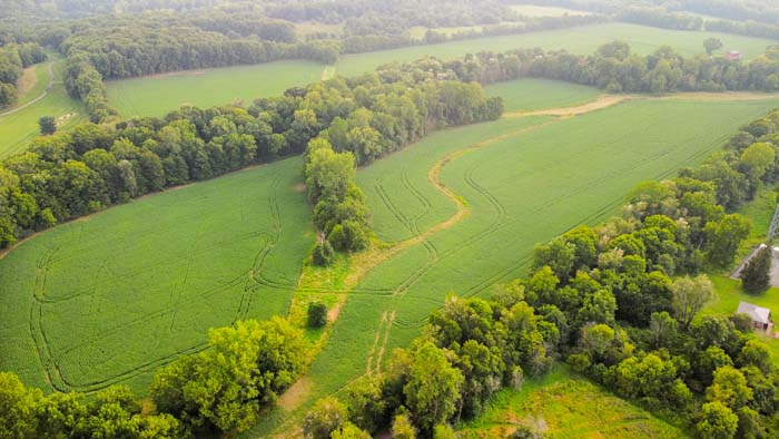 Bike trail adjoining farmland