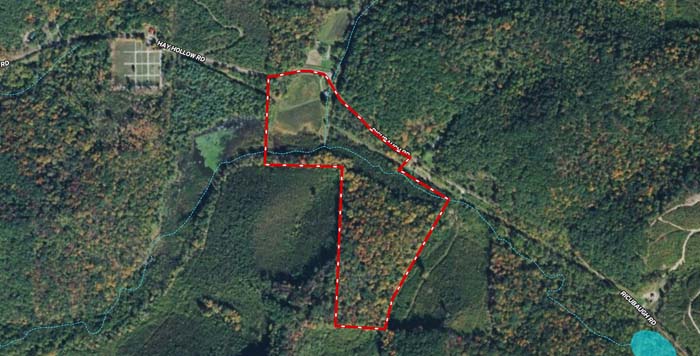 Country acreage with mature trees and rolling hills in Ohio