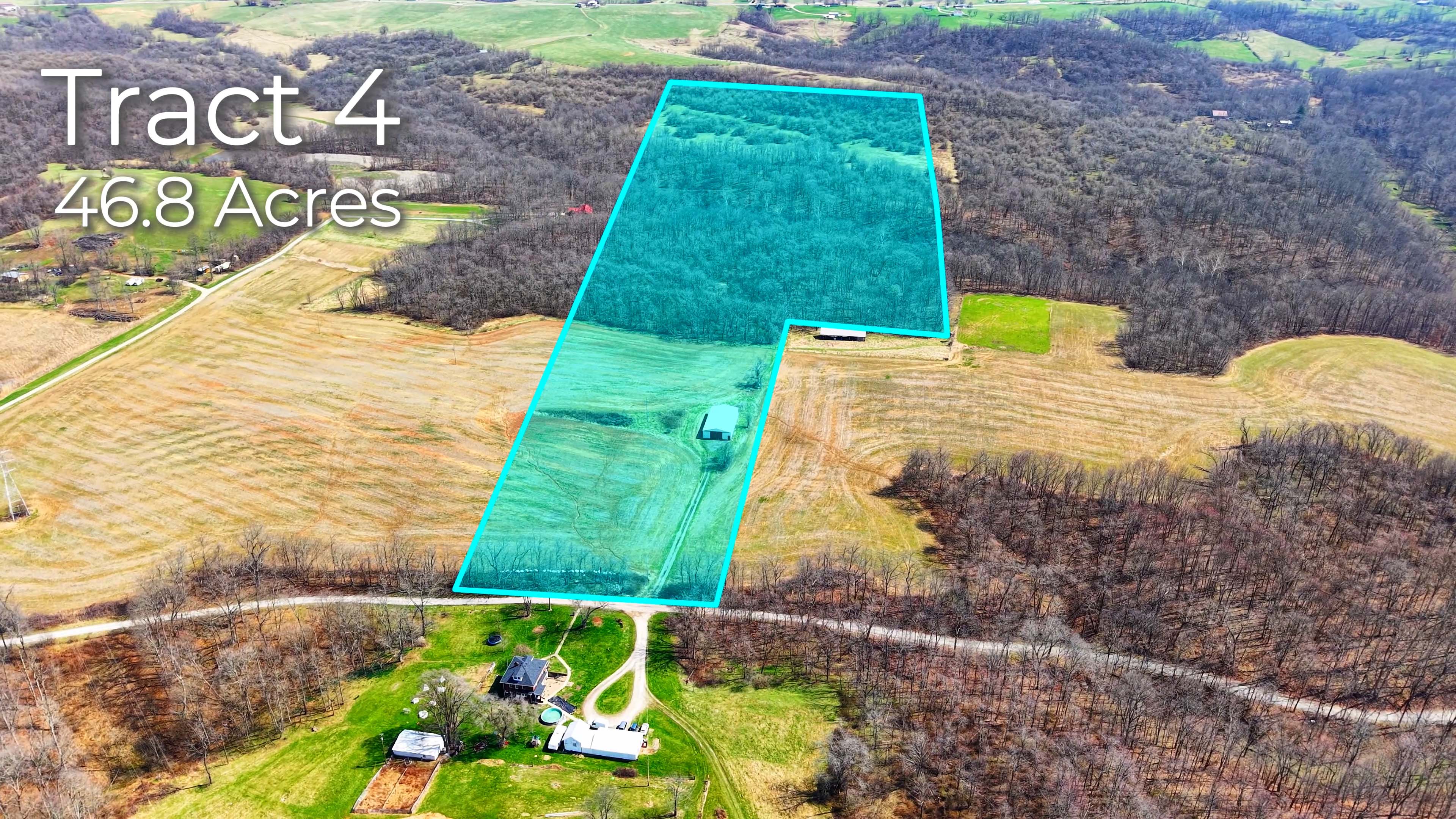 1600 Hardesty Road Tract 4 — 47-acre versatile parcel with pole barn, hunting ground, and creek, Muskingum County, Ohio