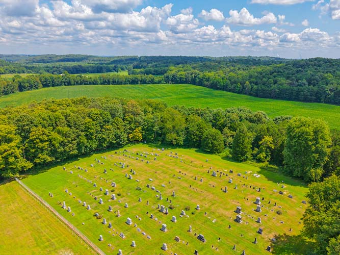 Drainage ditch across farmland