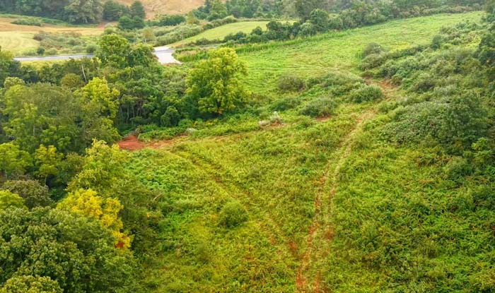 Survey stakes mark boundaries on Parcel 5