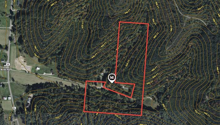 Wooded ridge with trails on Ohio recreational land