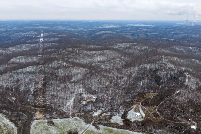 Flowing creek and timber mix offering wildlife water source at Rife Road farm
