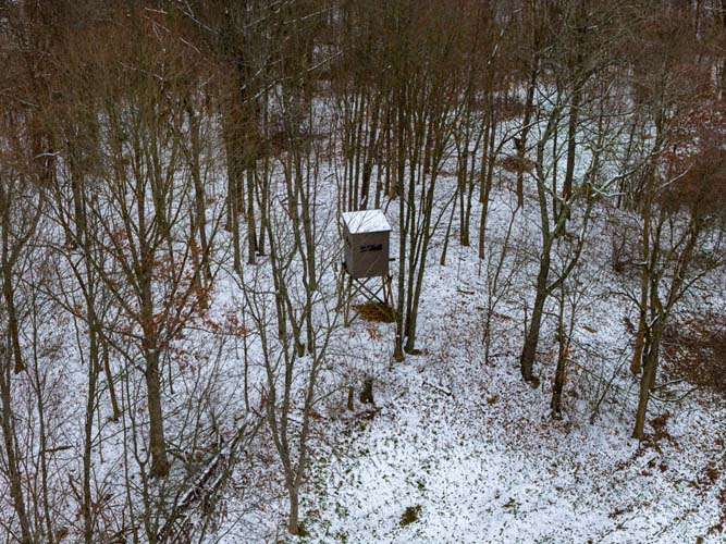 Elevated hunting blind installed on 37254 Rife Road farm Meigs and Gallia County Ohio