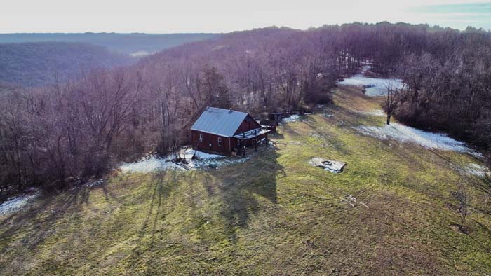 Flat clover field near cabin in Pike County Ohio