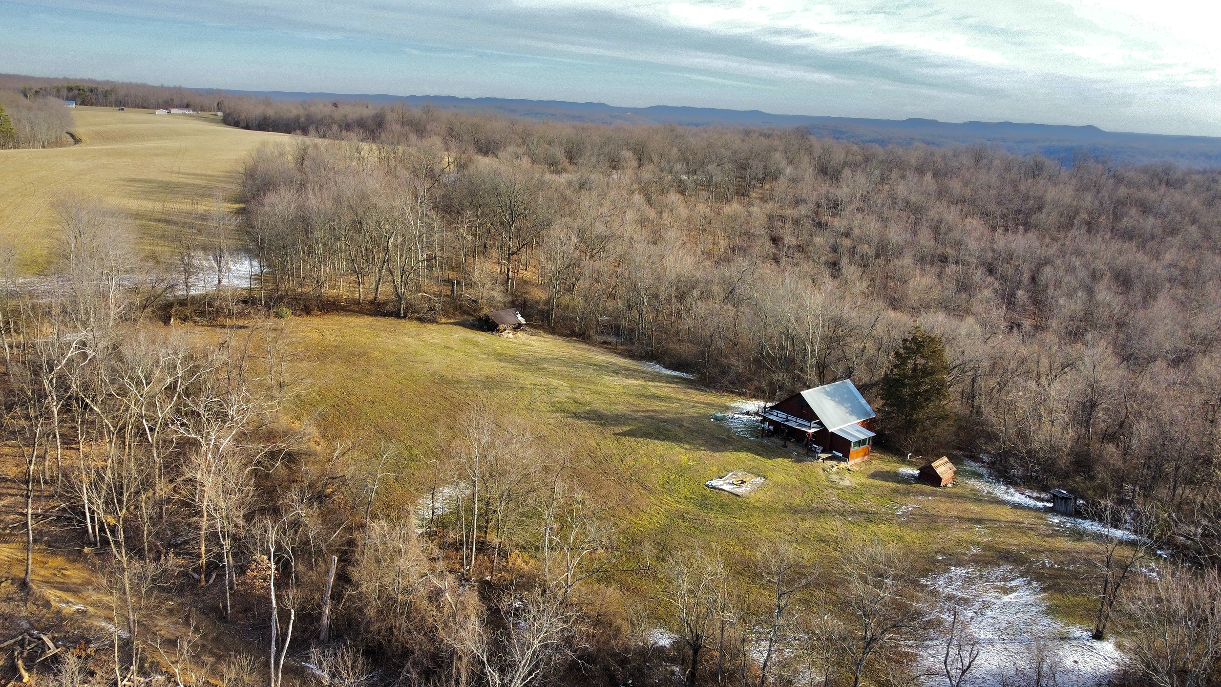 4460 Back Long Lane — 100-acre ultra-secluded Pike County deer camp with 1901 historic cabin, two ponds, 3,000 ft private easement, Latham, Ohio