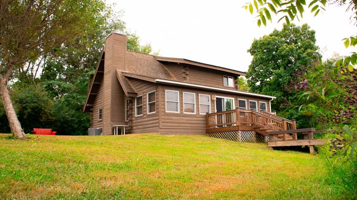 Screened-in porch overlooking pond in Hillsboro Ohio