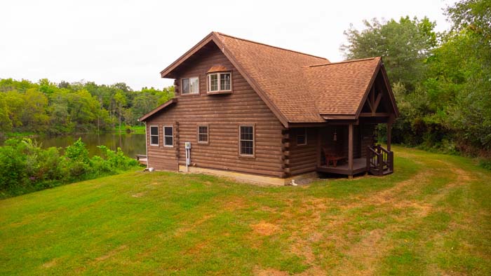 Secluded cabin and pond setup in Highland County Ohio