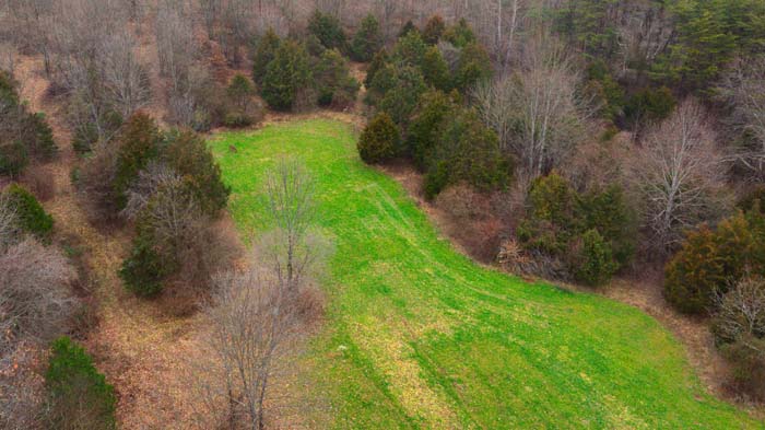 Winchester Ohio pond dam view with surrounding timber and fields
