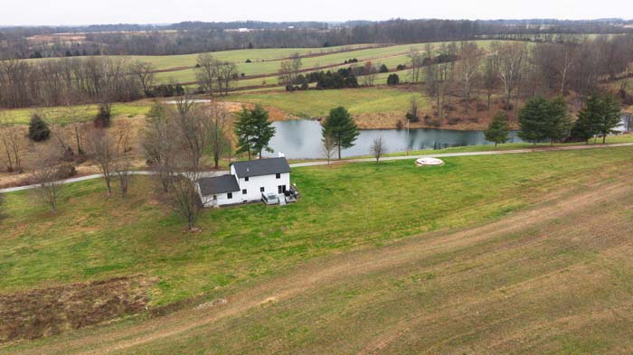 Winchester Ohio southern Ohio farm aerial showing fields timber and ponds