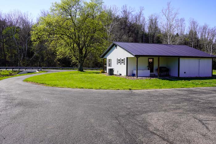 Covered porch seating area