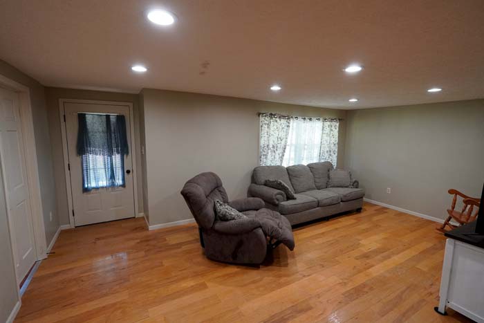 Living room with recessed lighting