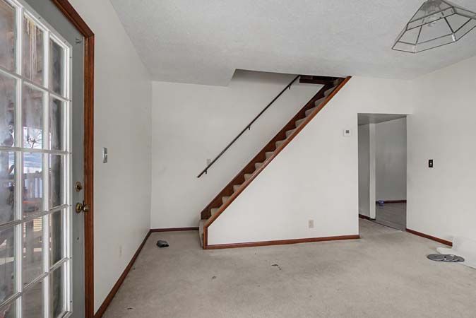 Dining space inside rural Ohio home with public water and propane heat