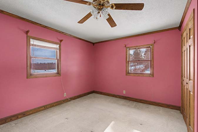 Primary bedroom inside 3 bedroom home on Clark Road in Cutler Ohio