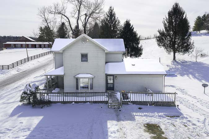 Aerial view of Clark Road property showing open space and timber in Cutler Ohio