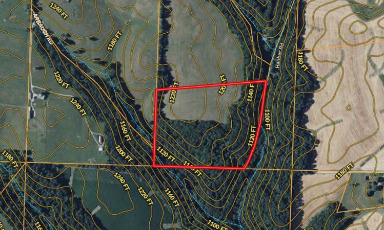 Ohio land with established drive access through neighboring parcel