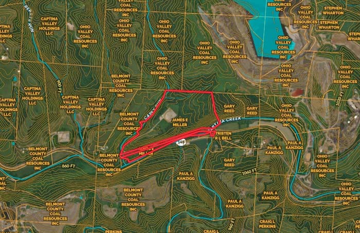 entrance area to 83-acre Captina Highway tract