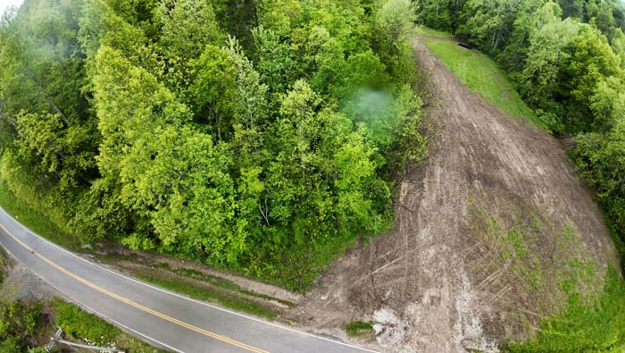 forest view on private gravel road