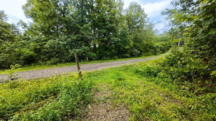 trail entrance through forested acreage