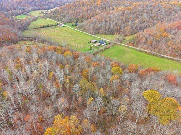 Panoramic view of rolling hills and timber
