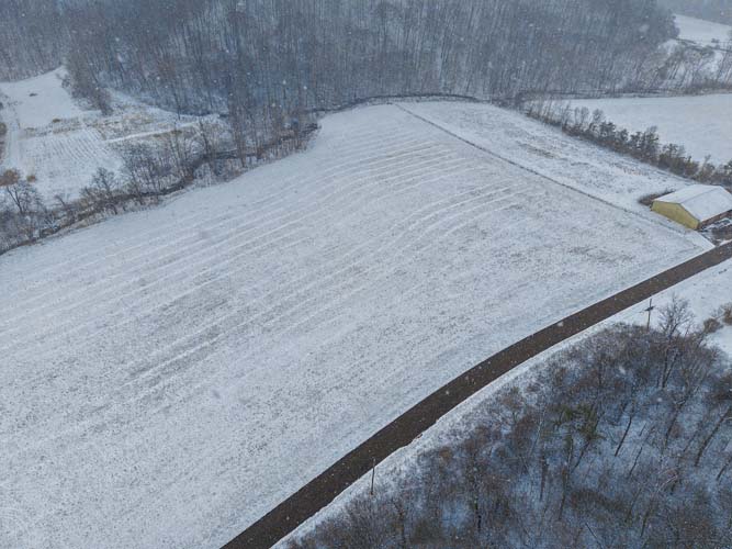 Rural Lawrence County land featuring creek access and elevated terrain